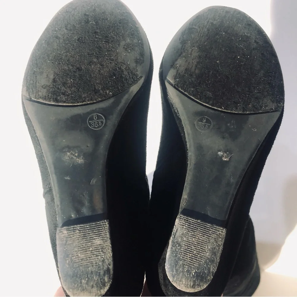 Chinese Laundry Wedge Over the Knee Suede Black Boots. Size 6/ 36.5